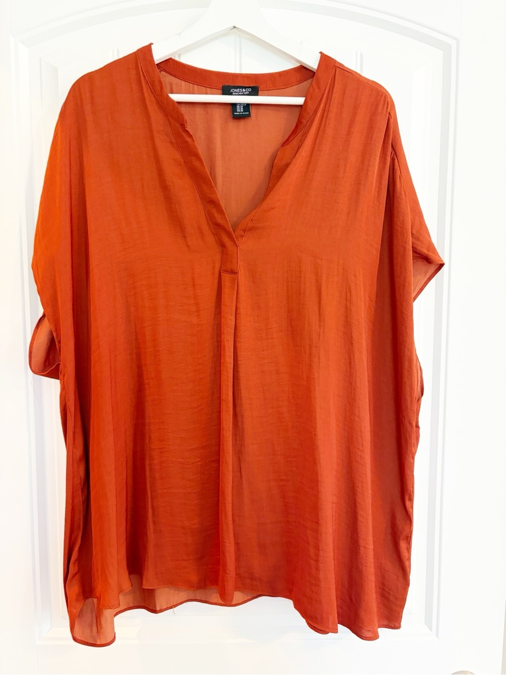 Jones New York Burnt Orange Split-Neck Tunic Top